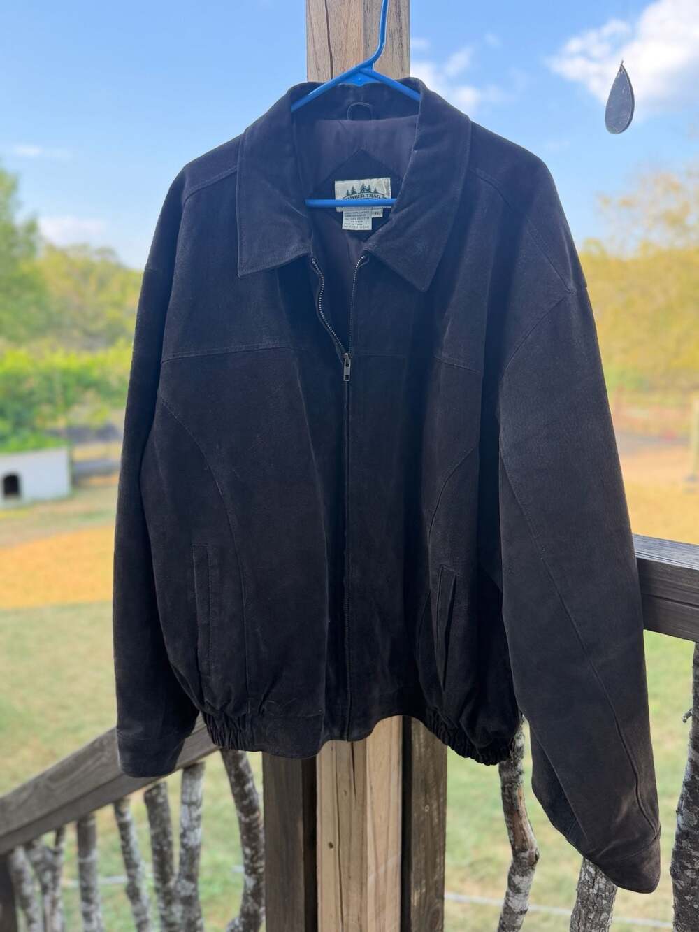 Timber Trail Men's Soft Black Suede Leather Bomber Jacket